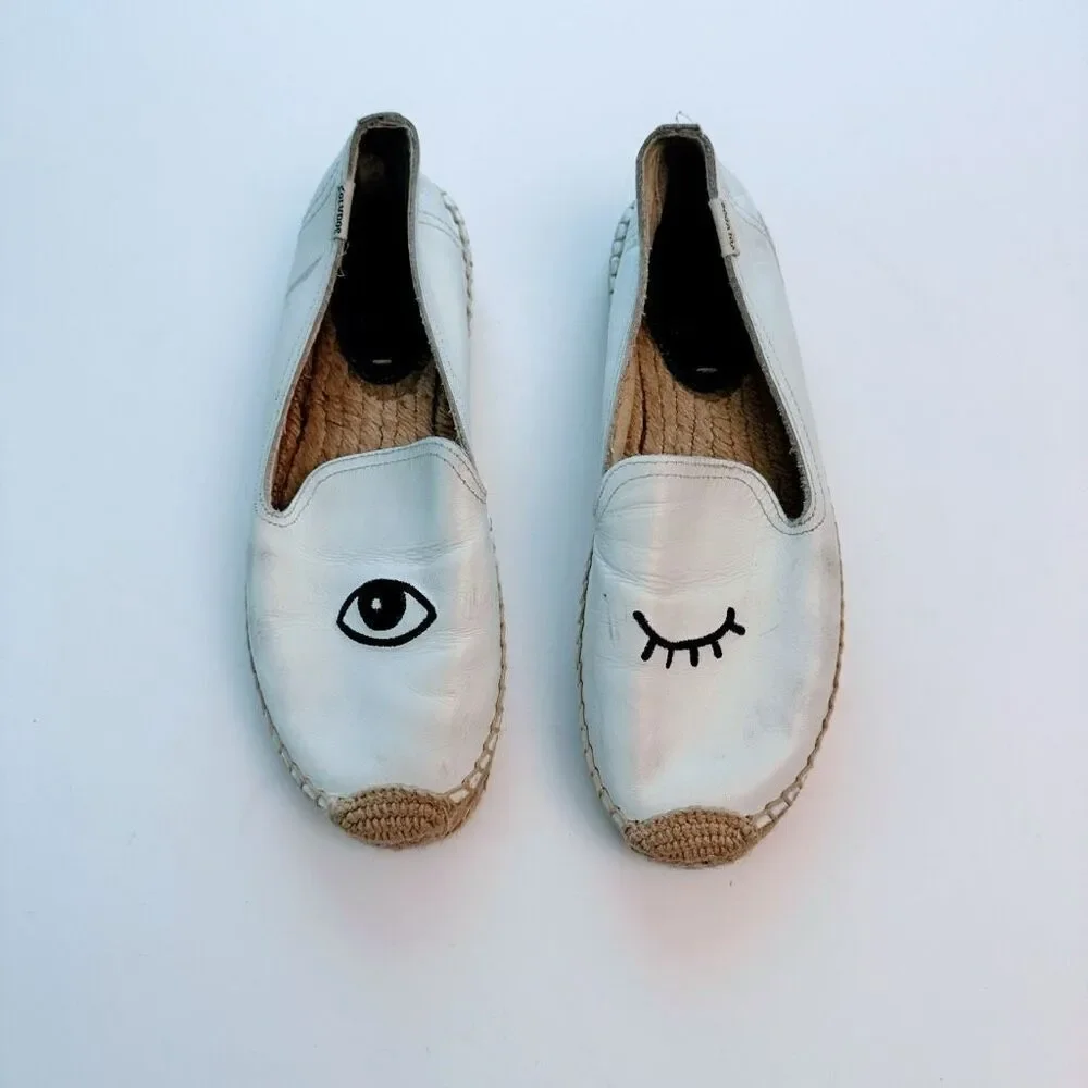 Soludos Jason Polan Wink Embroidered Leather Espadrilles Women’s Size 7‎ Shoes